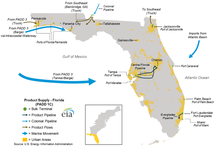 Pipelines, tankers, and barges convey transportation fuels from Gulf ...